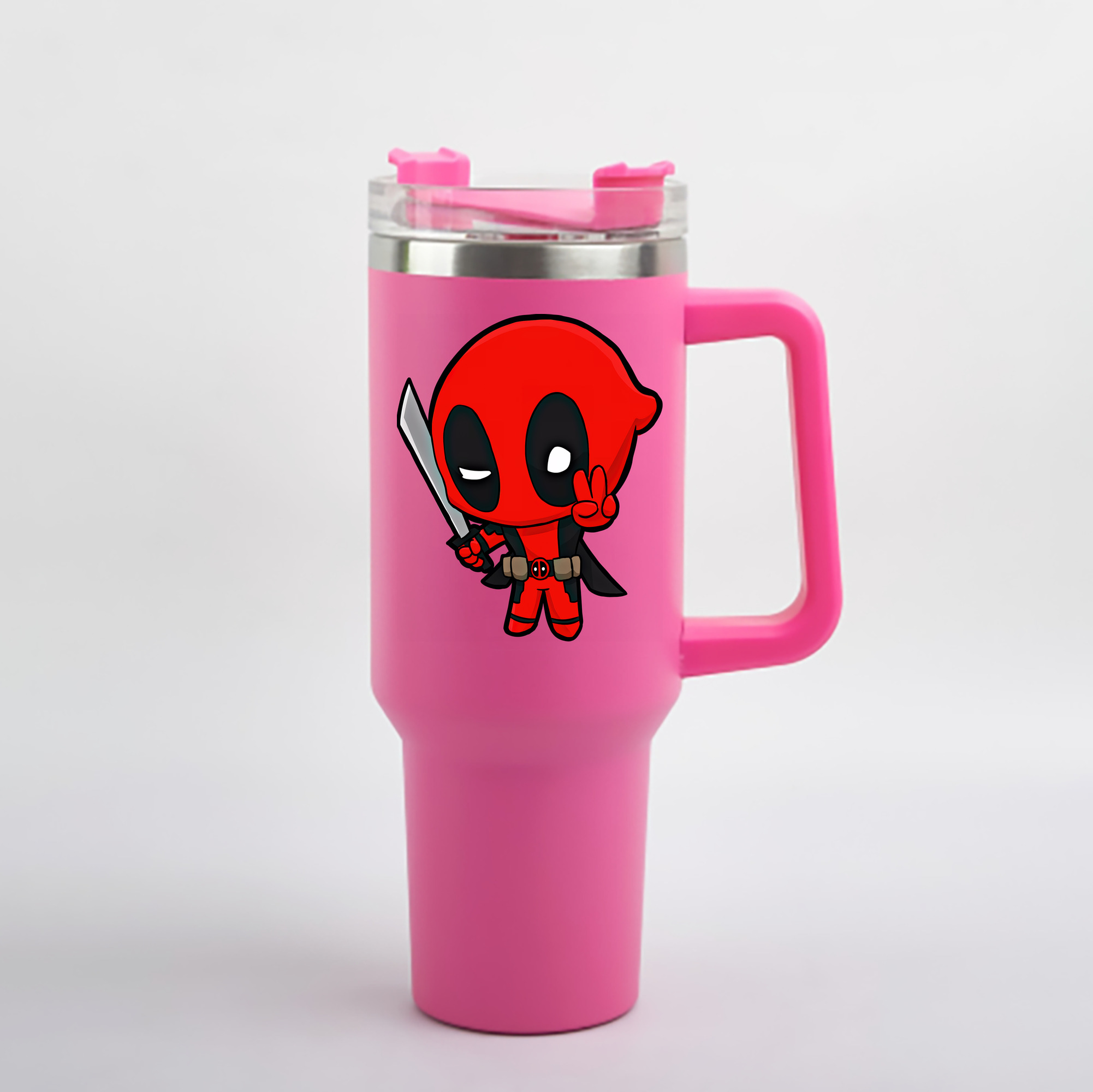 （画像用） Deadpool デッドプール 1200mL車用タンブラー - クリスタルステッカー（プラスチックストロー付き）